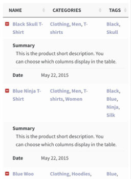 Responsive control child row visible
