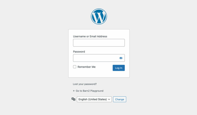 Default WordPress login page