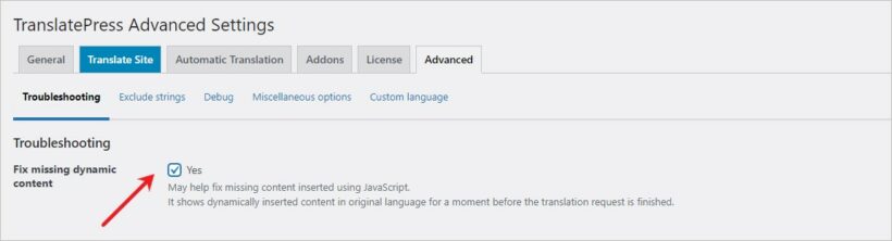 7. TranslatePress Fix Missing Dynamic Content