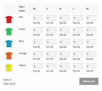 WooCommerce Bulk Variations layout 1