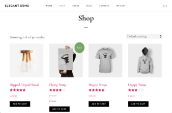 Default WooCommerce store layout
