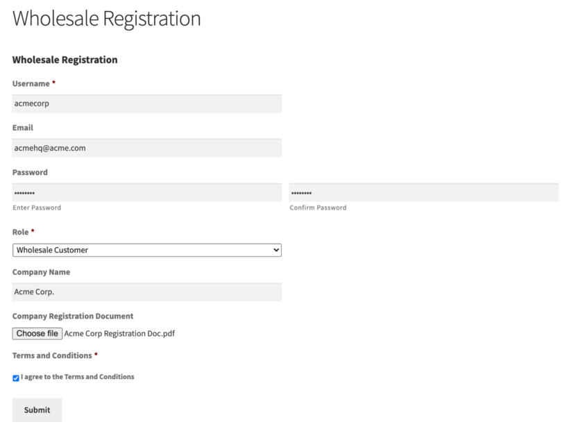 Gravity Forms wholesale registration forms