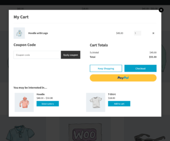 WooCommerce added to cart popup center layout