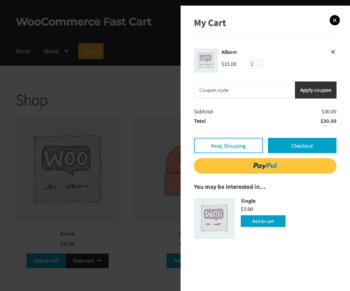 WooCommerce side cart drawer layout