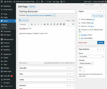 WooCommerce product filter shortcode