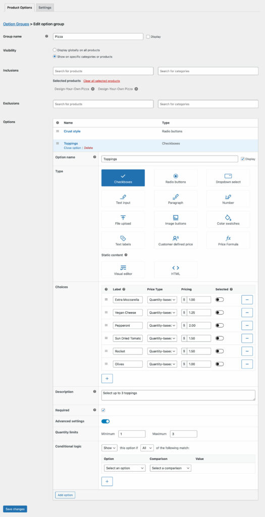 Add edit WooCommerce Product Options