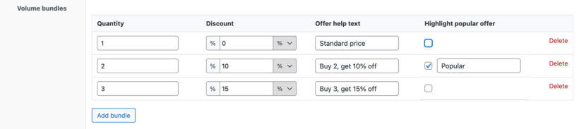 WooCommerce volume bundle tiers