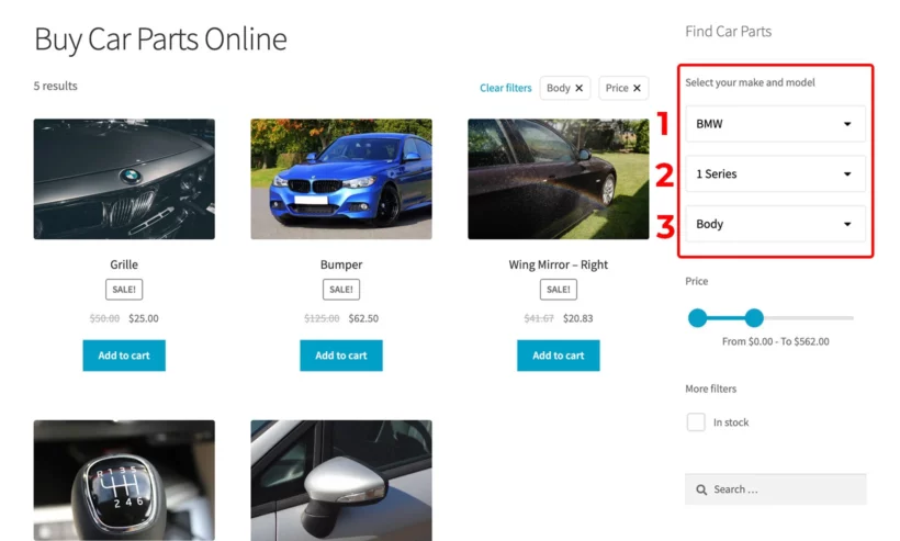 WooCommerce step by step category filter