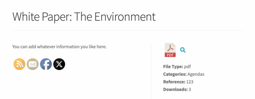 Document page with social sharing