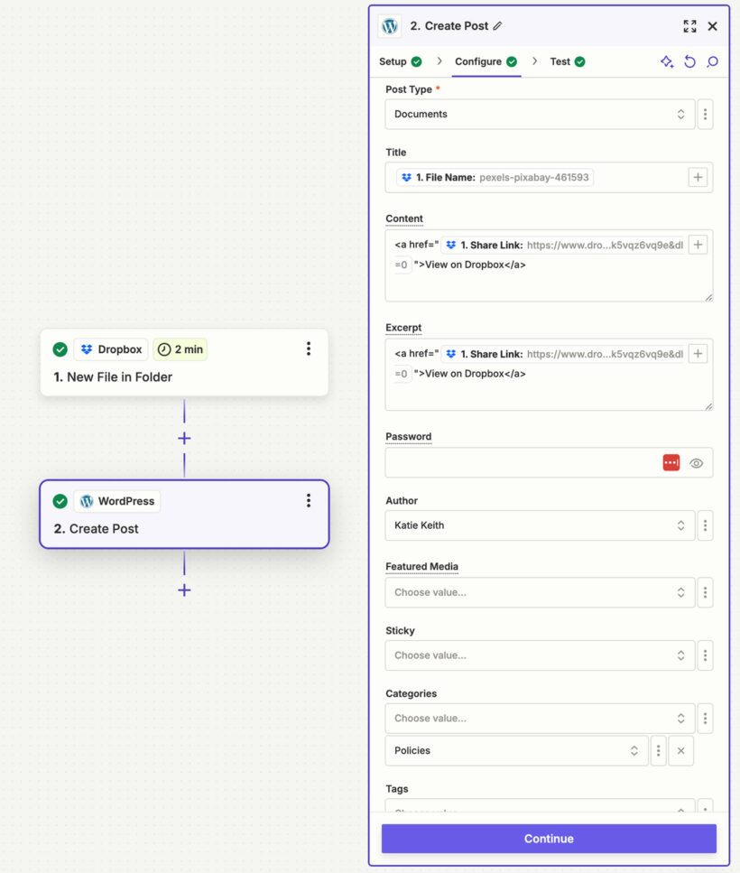Configure Document Library Pro Zapier sync