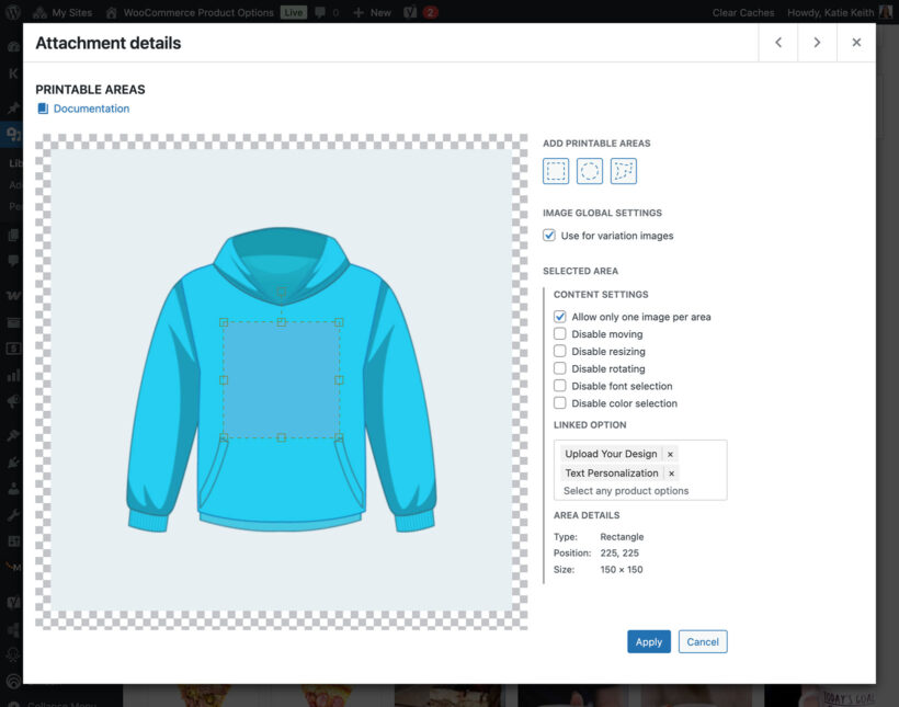 WooCommerce Product Options Live Preview Printable Area