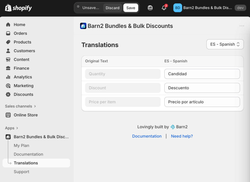 Translating Barn2 Bundles & Bulk Discounts